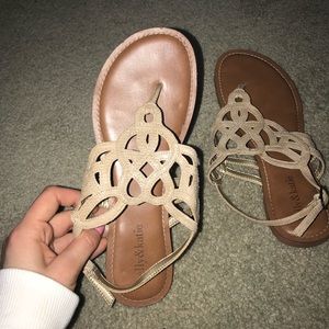 Kelly and Katie brown and creme sandals